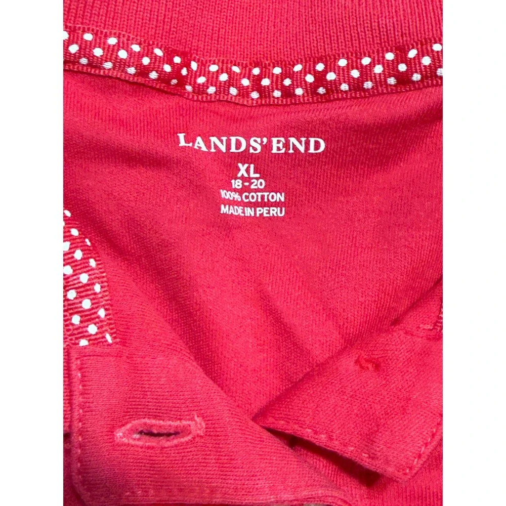 Lands End Polo Shirt Girls XL 18-20 Pink Youth Short Sleeve Cotton Excellent
